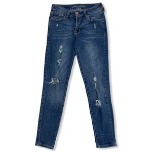 Old Navy Rockstar Mid-Rise Skinny Distressed Denim Blue Jeans Size 2 Stretch